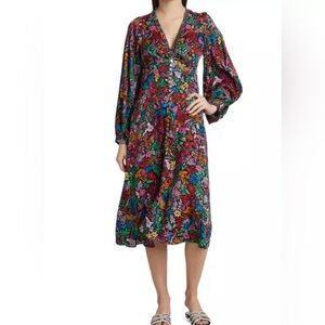 FARM RIO Tropical Garden Midi Dress $275 MSRP Size M